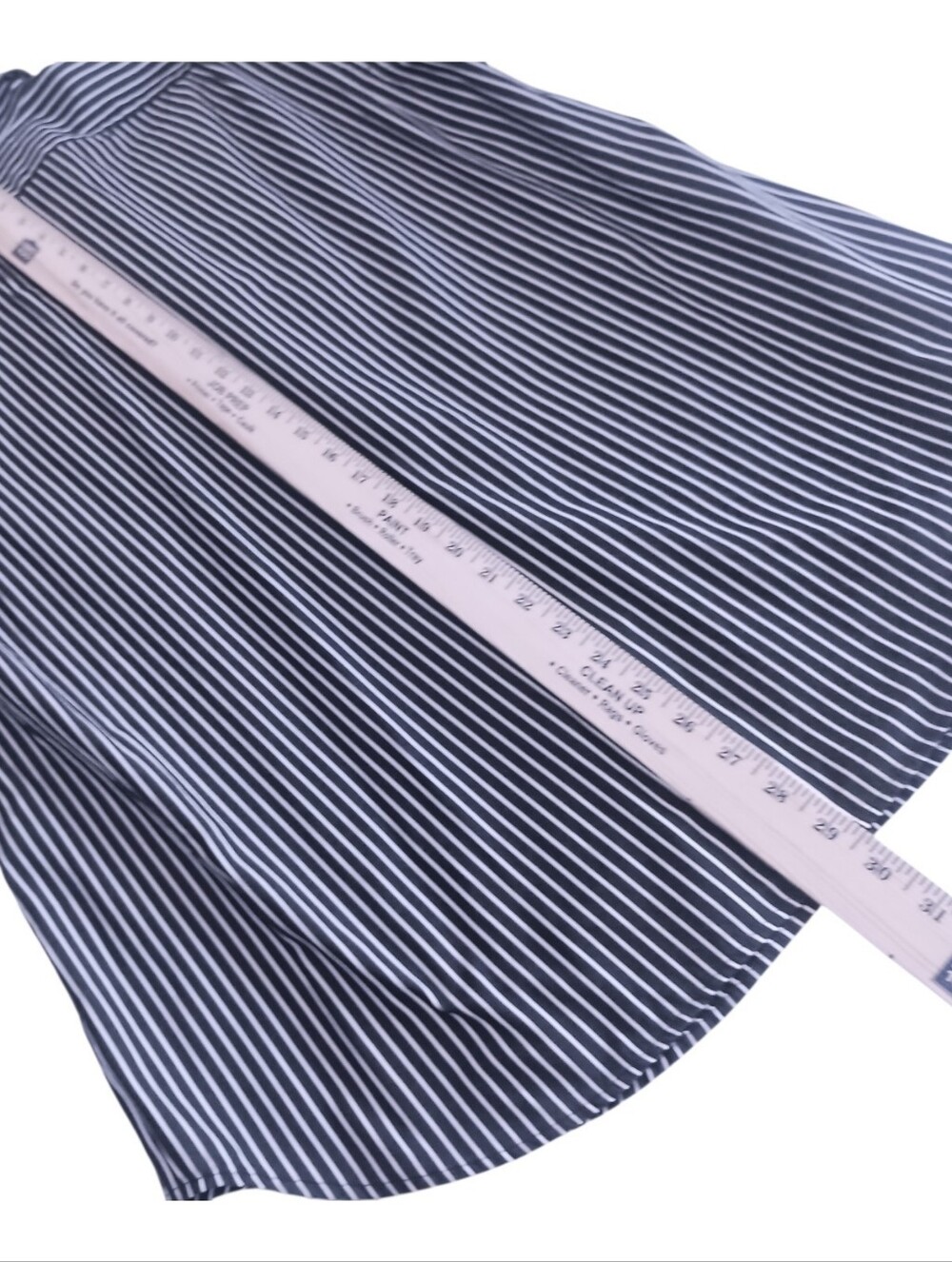 Lauren Ralph Lauren Womens Black Button Shirt XL Vertical White Striped Cotton - Picture 9 of 10